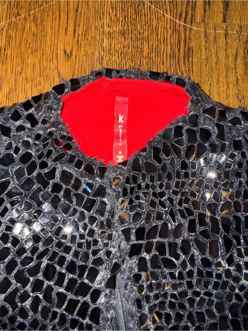 Black Sequin Women's Jacket with Pink Lining